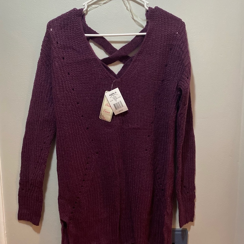 Wine Purple Criss Cross Sweater